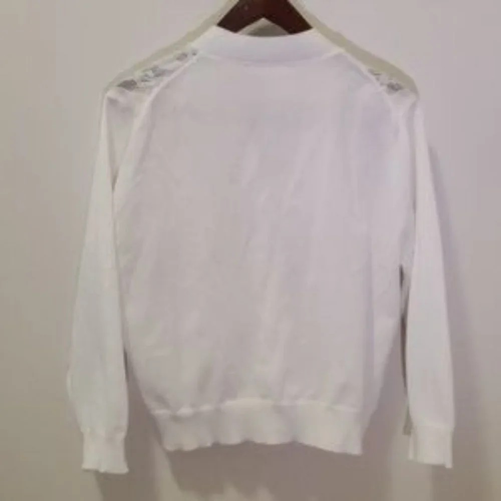 Vintage Woman's Sweater Cardigan Textured White Knit - Picture 2 of 10